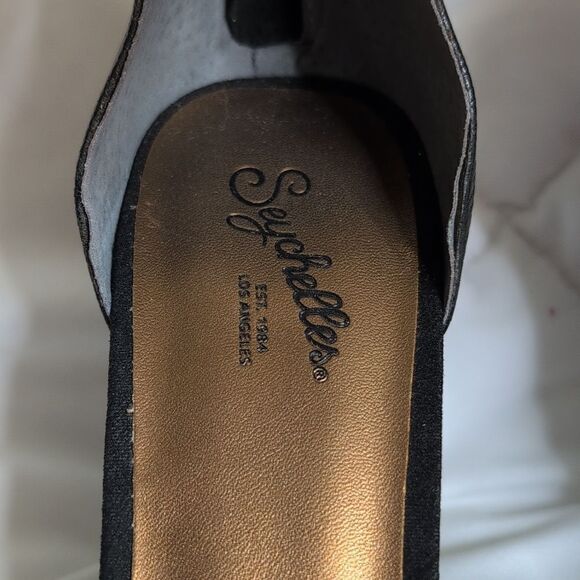 Seychelles size 8 Black Rhinestone Open Toe Heels with Ankle Strap - Picture 13 of 14